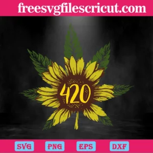 420 Cannabis Sunflower, Vector Files Invert