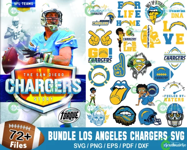72+ Los Angeles Chargers Football Svg Bundle