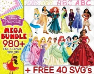 980+ Files Disney Princess Png Bundle Clipart