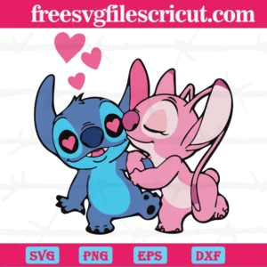 Angel Kissing Stitch Disney Valentines Day, Svg Png Dxf Eps Cricut Silhouette