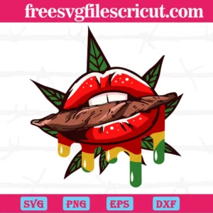 Blunt Joint Stoned Cannabis Sexy Lips, Svg Png Dxf Eps Designs Download