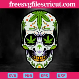 Cannabis Skull, Svg Png Dxf Eps Designs Download Invert