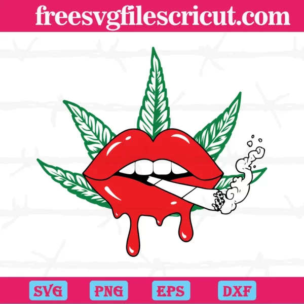 Cannabis Weed Sexy Lips Gift Diy Crafts, Vector Illustrations