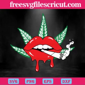 Cannabis Weed Sexy Lips Gift Diy Crafts, Vector Illustrations Invert