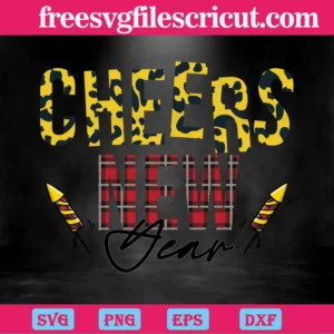 Cheers New Year Buffalo Plaid Pattern Gift Diy Crafts, Vector Svg Invert