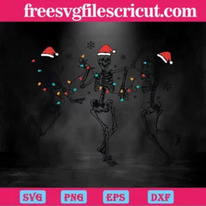 Christmas Dancing Skeleton Santa Hat, Svg Files For Crafting And Diy Projects Invert