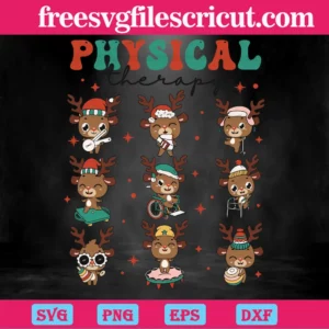 Christmas Physical Therapist Cute Reindeer, Svg File Formats Invert