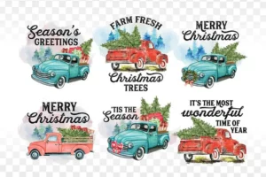 Christmas Truck Sublimation PNG Bundle
