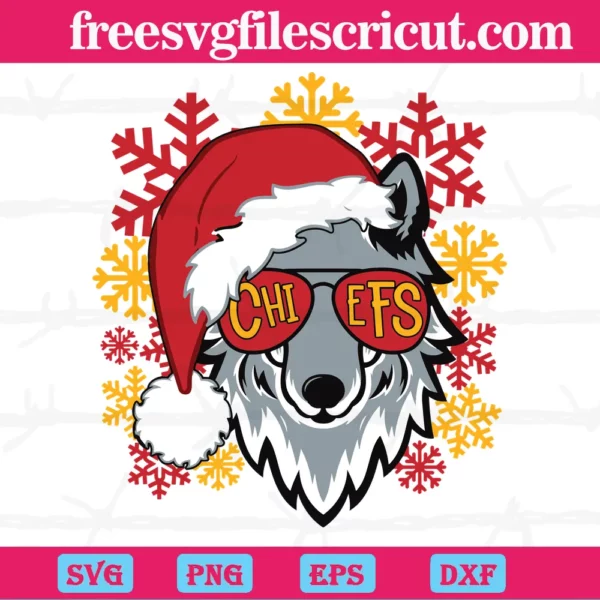 Christmas Wolf Football Kansas City Chiefs, Premium Svg Files