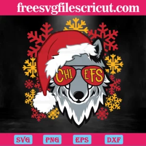 Christmas Wolf Football Kansas City Chiefs, Premium Svg Files Invert