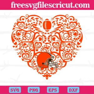 Cleveland Browns Football Heart, Svg Png Dxf Eps Cricut