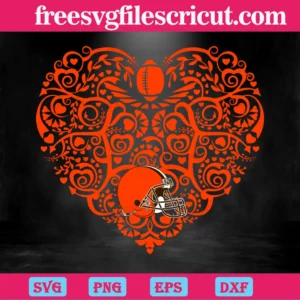 Cleveland Browns Football Heart, Svg Png Dxf Eps Cricut Invert