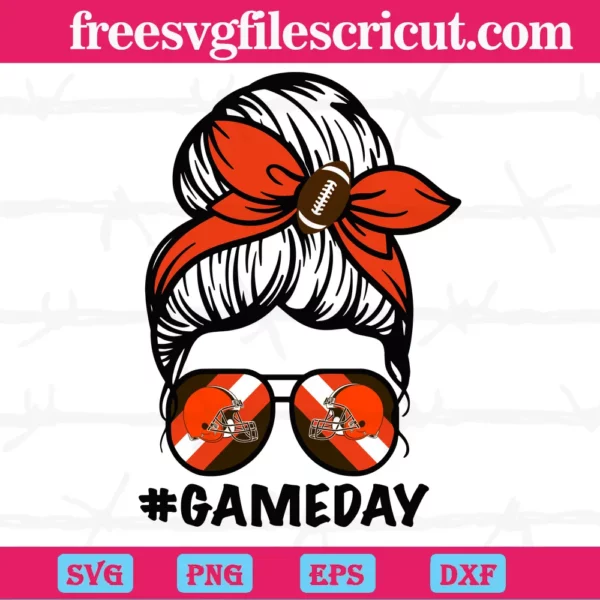 Cleveland Browns Messy Bun Mom Game Day, Laser Cut Svg Files