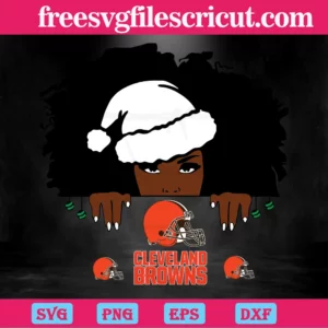 Cleveland Browns Santa Black Girl, Vector Files Invert