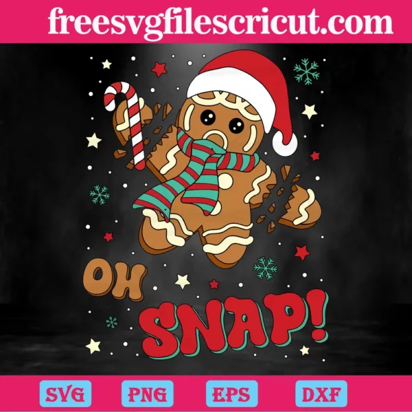 Cute Gingerbread Christmas Oh Snap, Vector Files Invert