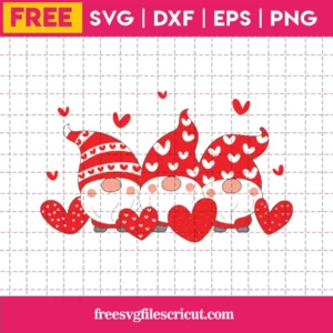 Cute Valentine Gnomes, Free Layered Svg File Invert