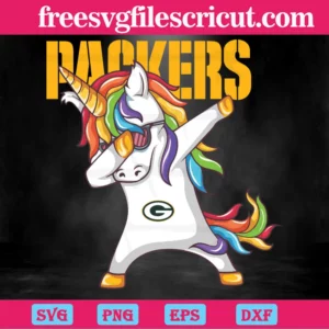 Dabbing Unicorn Green Bay Packers Football Team, Cuttable Svg Files