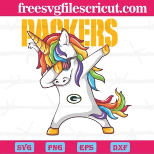 Dabbing Unicorn Green Bay Packers Football Team, Cuttable Svg Files Invert