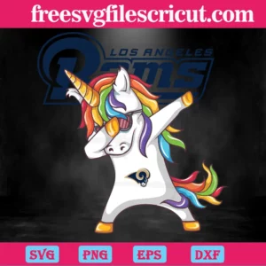 Dabbing Unicorn Los Angeles Rams, High-Quality Svg Files Invert