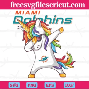 Dabbing Unicorn Miami Dolphins, Digital Files Invert