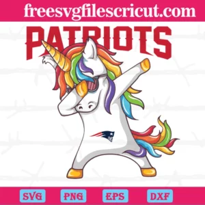 Dabbing Unicorn New England Patriots, Vector Illustrations Invert