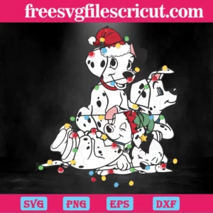 Dalmatian Dog Christmas Lights, Cutting File Svg