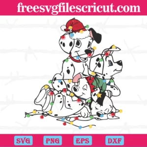 Dalmatian Dog Christmas Lights, Cutting File Svg Invert