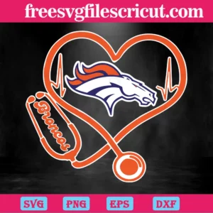 Denver Broncos Heart Stethoscope, Cutting File Svg