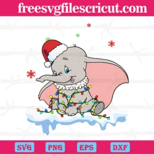 Disney Dumbo Santa Christmas Lights, Digital Files Invert