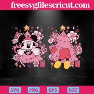 Disney Mickey Pink Christmas Tree, Graphic Design Invert