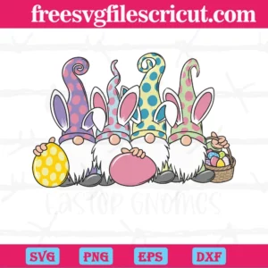 Easter Gnomes Holding Eggs Clipart, Svg Png Dxf Eps Cricut Files Invert