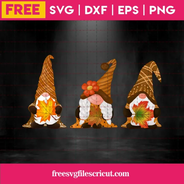 Fall Gnomes Holding Autumn Leaves Png Clipart Free Invert