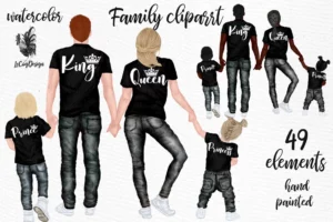 Family Clipart Parents With Kids Graphic Png