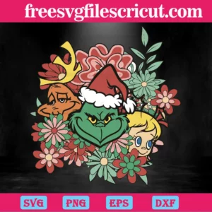 Floral Grinch Max Cindy Lou Who, Scalable Vector Graphics Invert