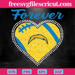 Forever Los Angeles Chargers Heart Diamond, Vector Files