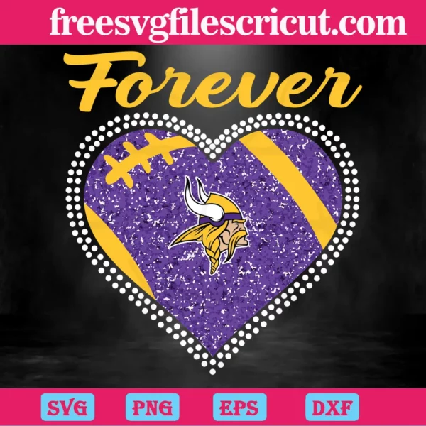 Forever Minnesota Vikings Heart Diamond, Svg Png Dxf Eps Cricut Files