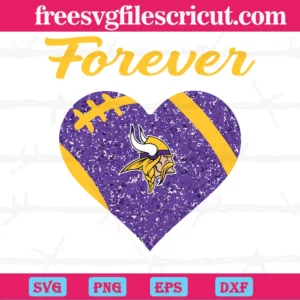 Forever Minnesota Vikings Heart Diamond, Svg Png Dxf Eps Cricut Files Invert