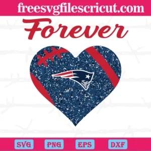 Forever New England Patriots Heart Diamond, Layered Svg Files