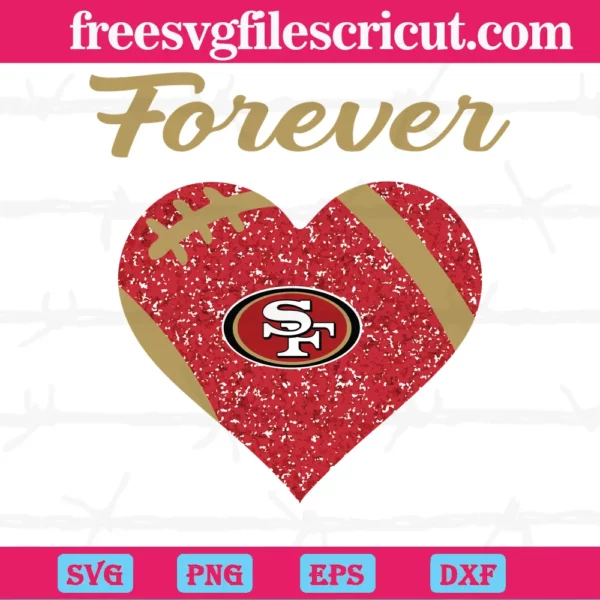 Forever San Francisco 49Ers Heart Diamond, Svg Cut Files
