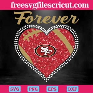 Forever San Francisco 49Ers Heart Diamond, Svg Cut Files Invert
