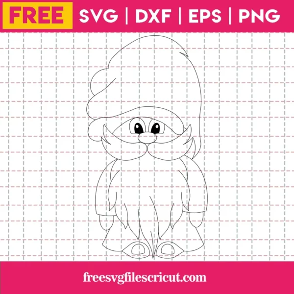 Free Cute Gnome Outline Clipart Image