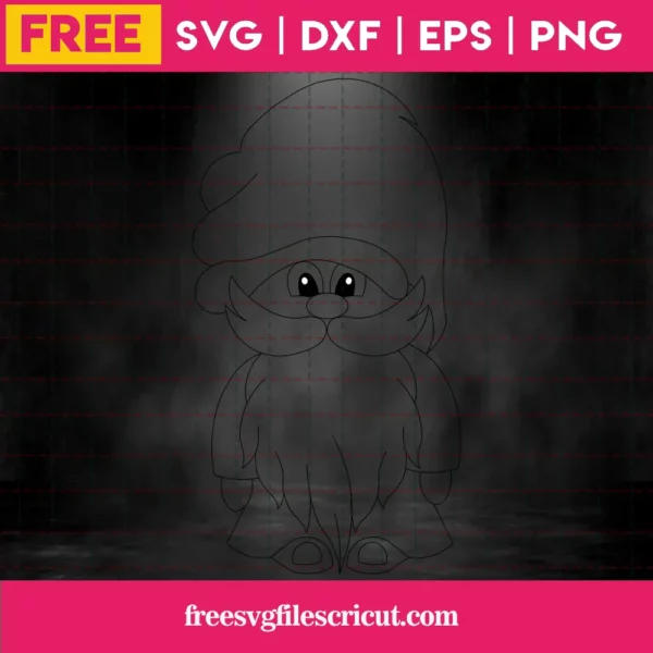 Free Cute Gnome Outline Clipart Image Invert