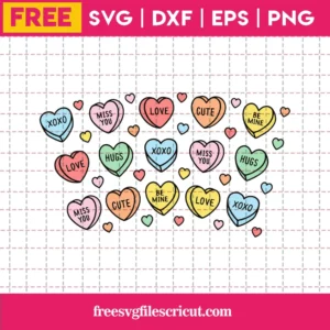 Free Valentine Candy Hearts, Svg Png Dxf Eps Digital Files