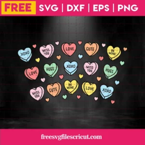Free Valentine Candy Hearts, Svg Png Dxf Eps Digital Files Invert