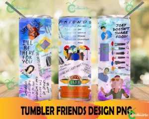 Friends 20oz Skinny Straight Tapered Tumbler Png