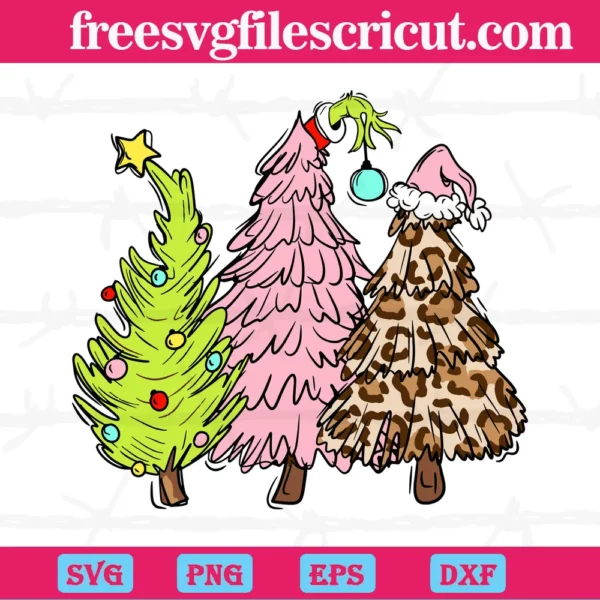 Funny Grinch Christmas Trees, Svg Png Dxf Eps Cricut Silhouette