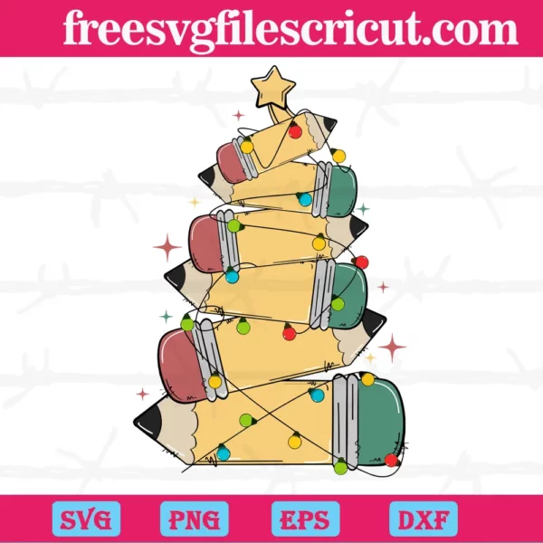 Funny Pencil Tower Christmas Light, Scalable Vector Graphics