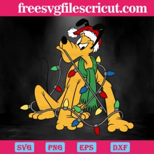 Funny Pluto Disney Christmas Lights, Svg Png Dxf Eps Cricut Files Invert