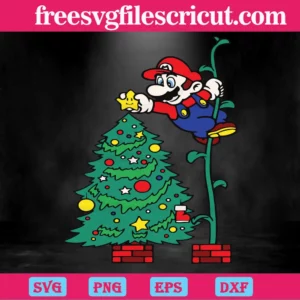 Funny Super Mario Christmas Tree, Svg Png Dxf Eps Cricut Files Invert