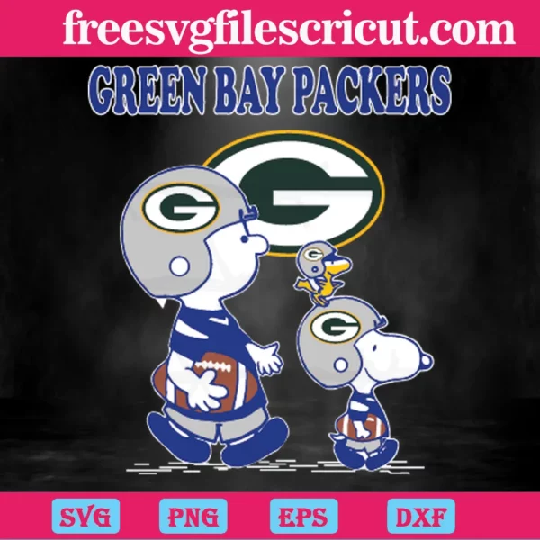 Green Bay Packers Charlie Brown And Snoopy, High-Quality Svg Files